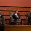 Peter Thiel, Niall Ferguson and Reed Hoffman on stage