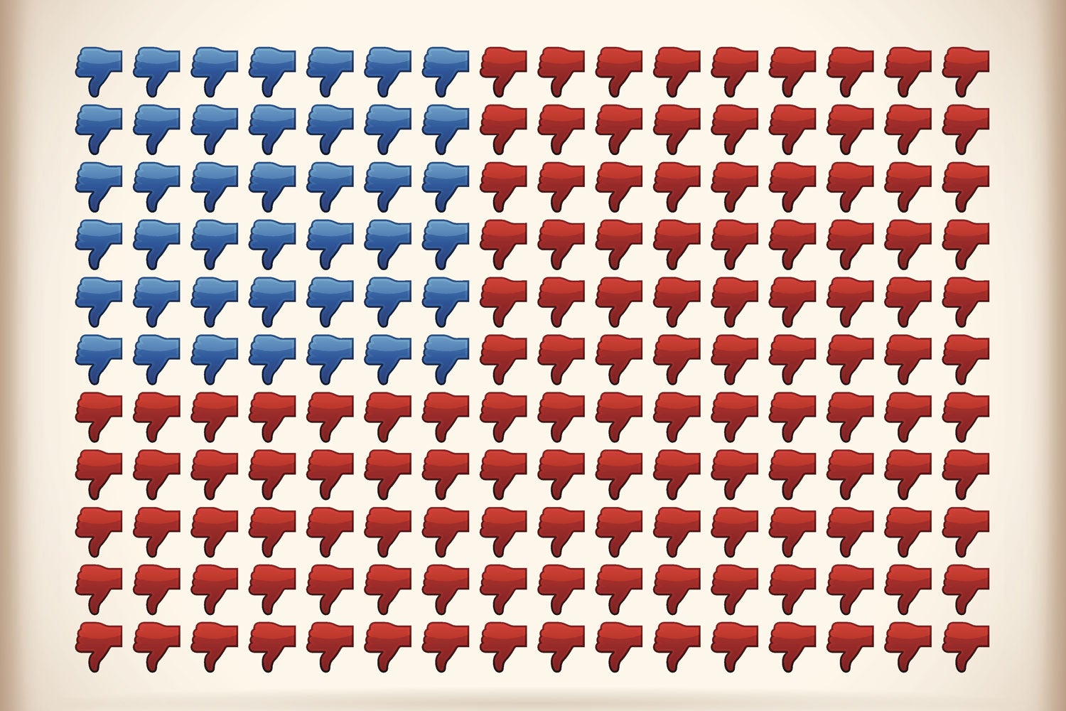 representation of American flag made up of thumbs-down symbols to represent Americans' dissatisfaction with Congress