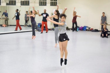 Freshman Olivia Higa performs a movement combination during the master class.