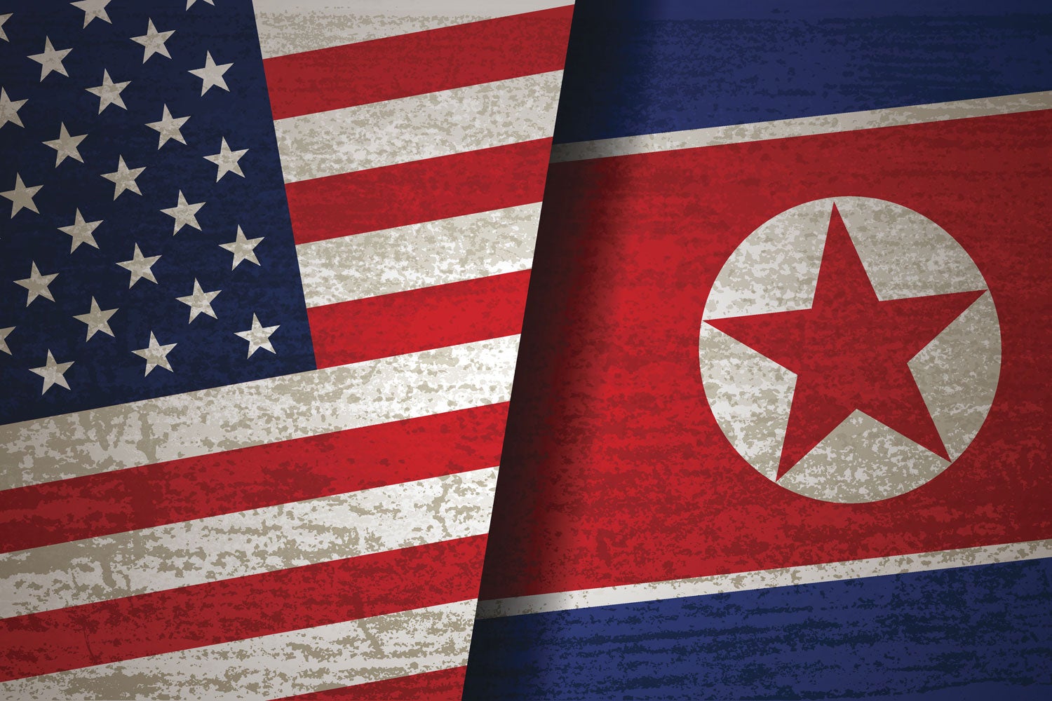 composite image of U.S. and North Korean flags