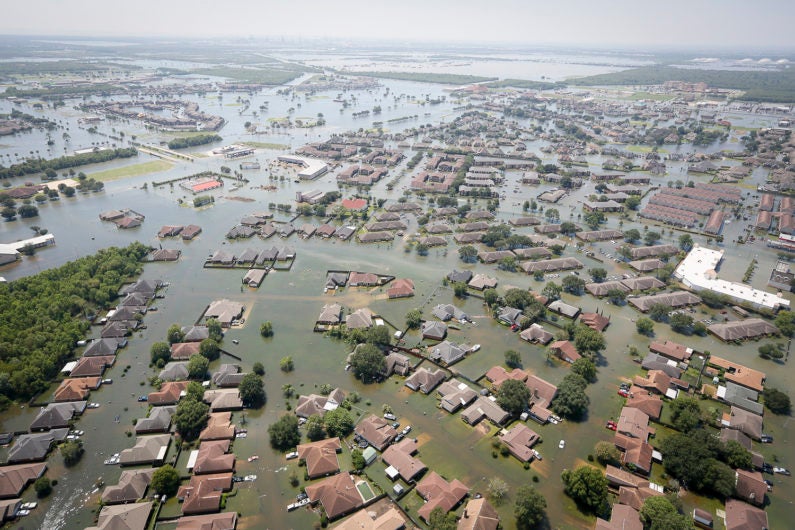 Hurricane Harvey caused massive flooding in Port Arthur, Texas, in August 2017.