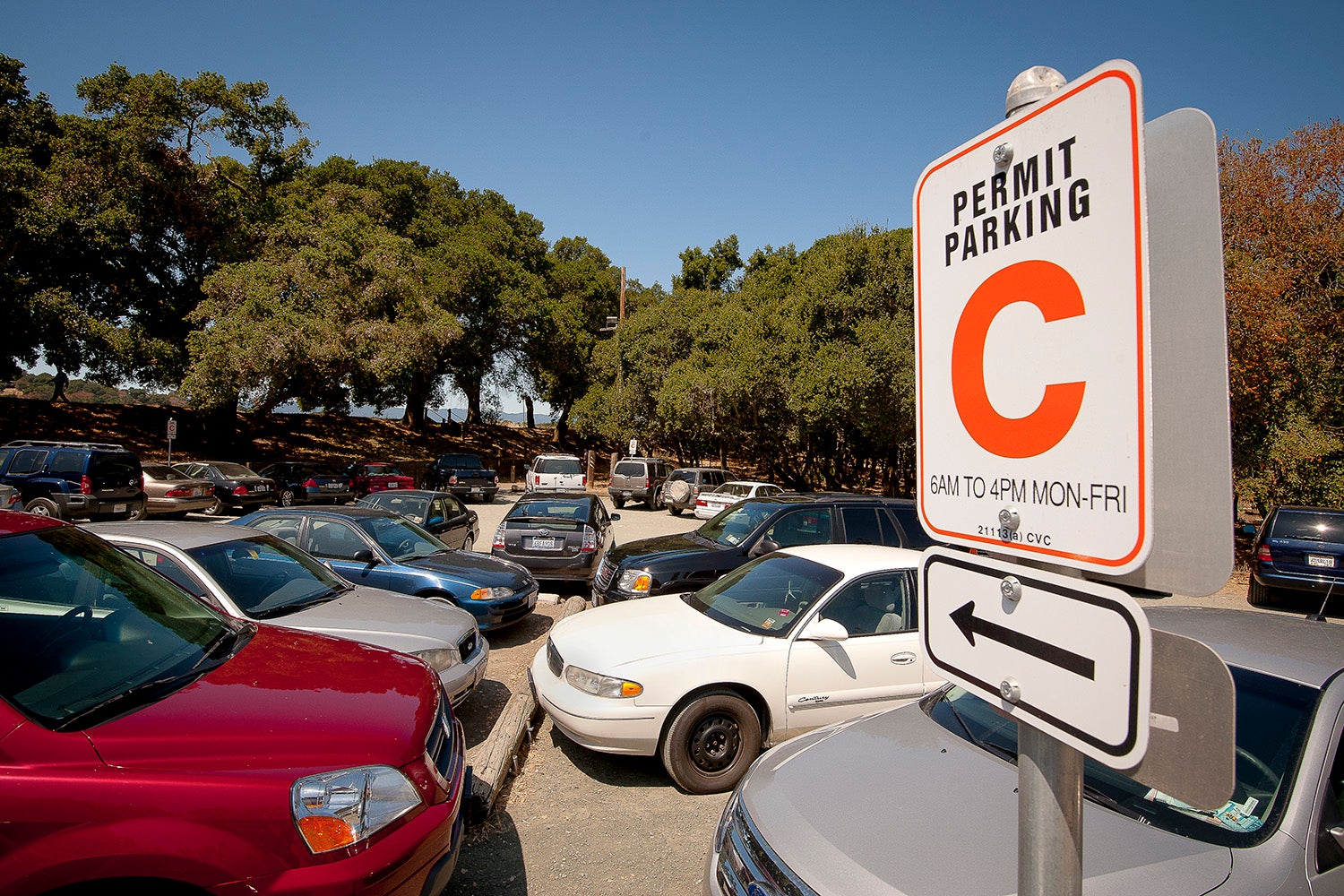 08/10/2010 Parking lot near Lake Lagunita, with "C" permit sign.