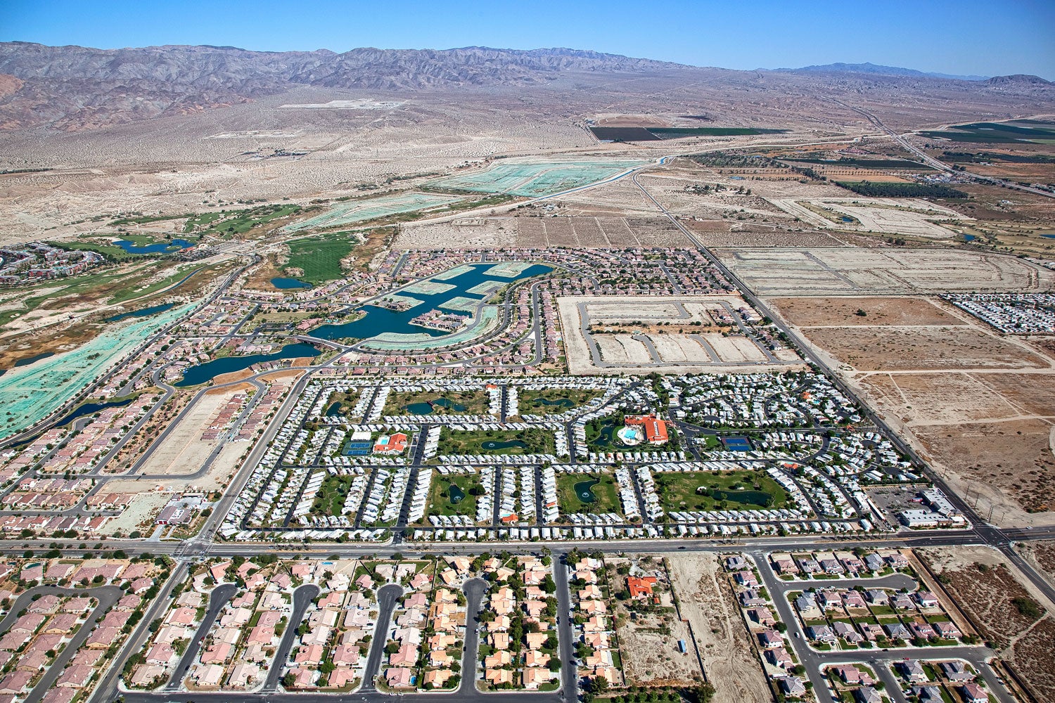 Local water agencies have pumped so much water from aquifers to supply homes, farmland and resorts in the Coachella Valley that the land is sinking. The Agua Caliente Indian Reservation, created in 1876, runs in a checkerboard pattern in the area of Palm Springs.