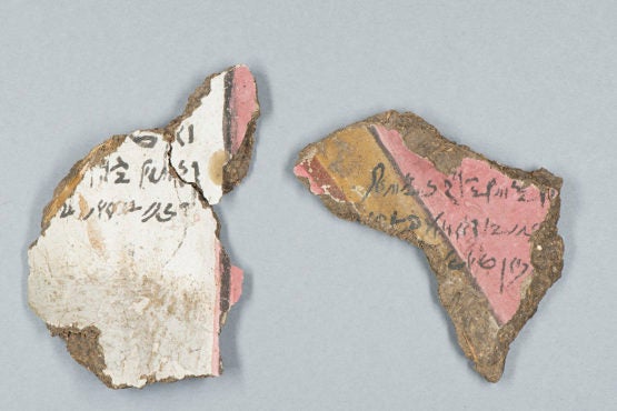 Two fragments with ancient Egyptian writing