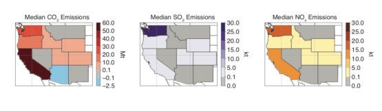 Maps showing emissions in 11 states