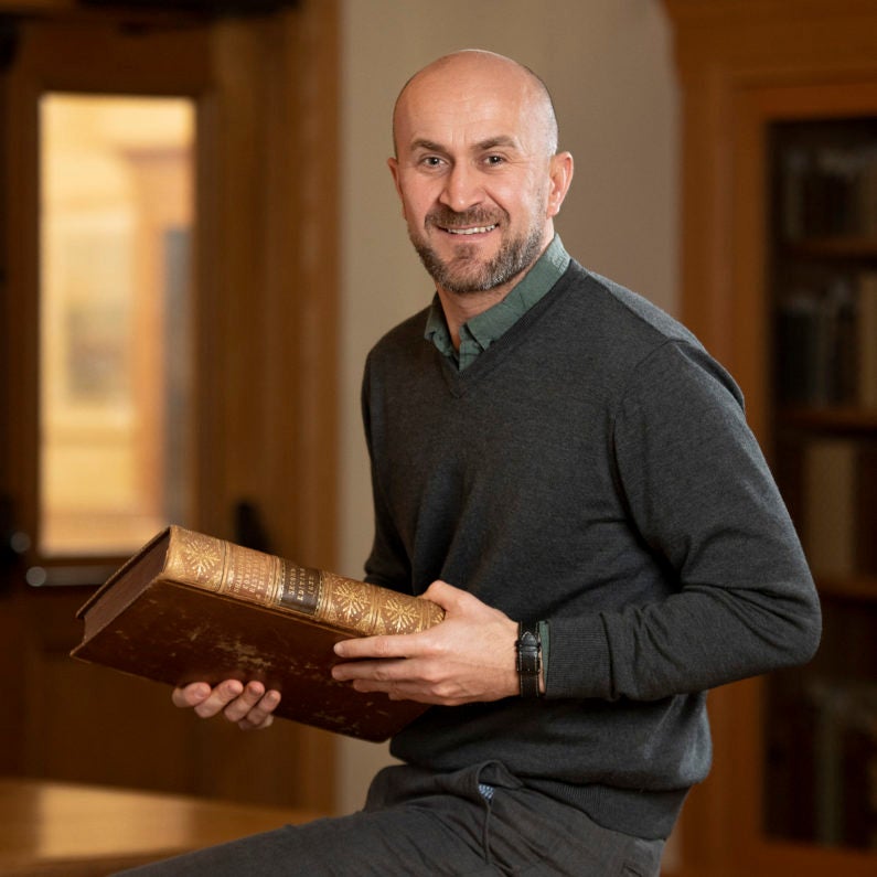 Ivan Lupić with the 1632 folio of plays by William Shakespeare