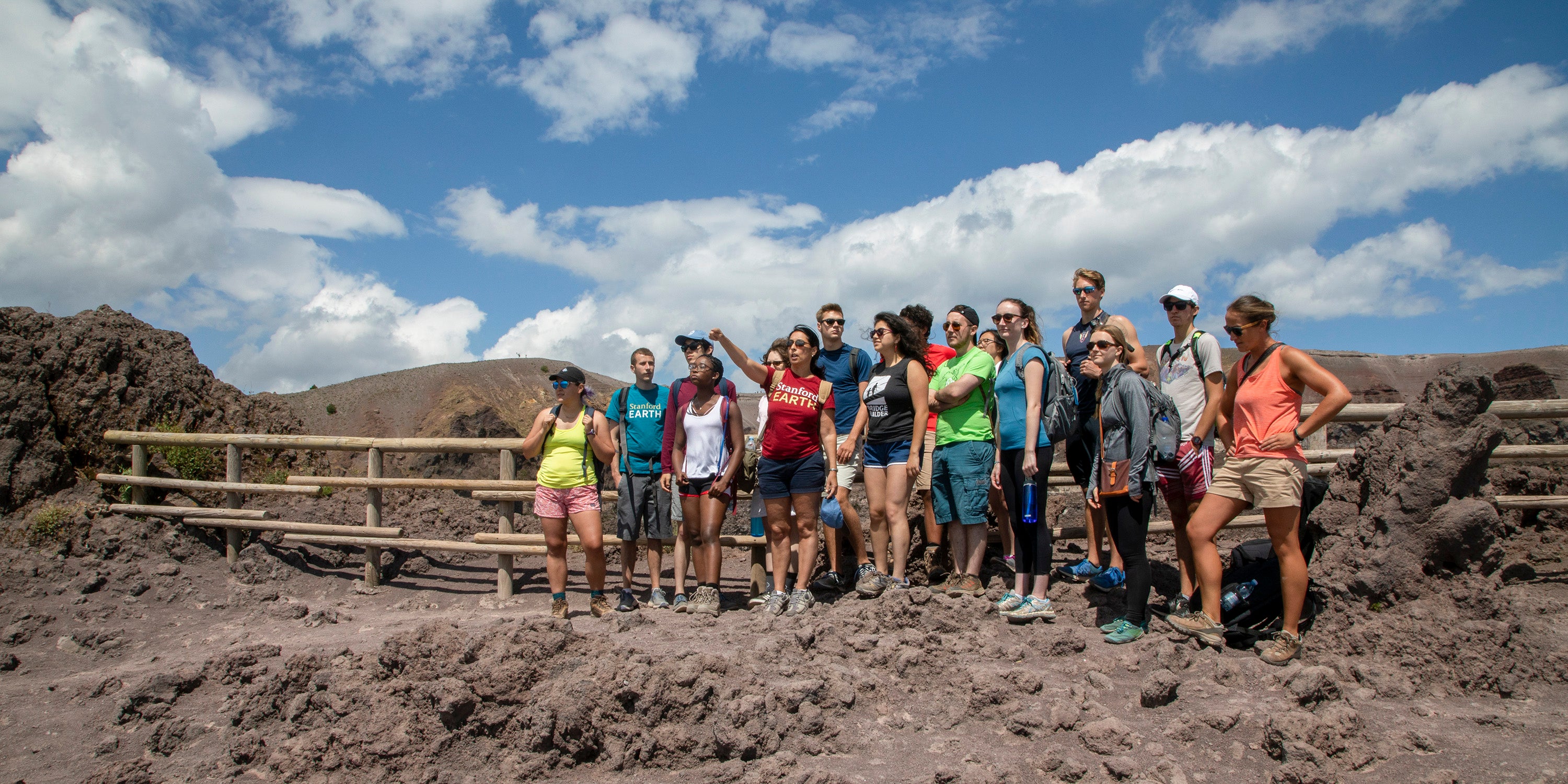 A class assembled at the top of Mt. Vesuvius