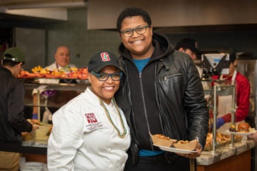 Chef Tanya Holland with student Sheck Mulbah.