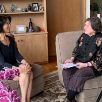 Kathy Ku being interviewed by Iris Brest