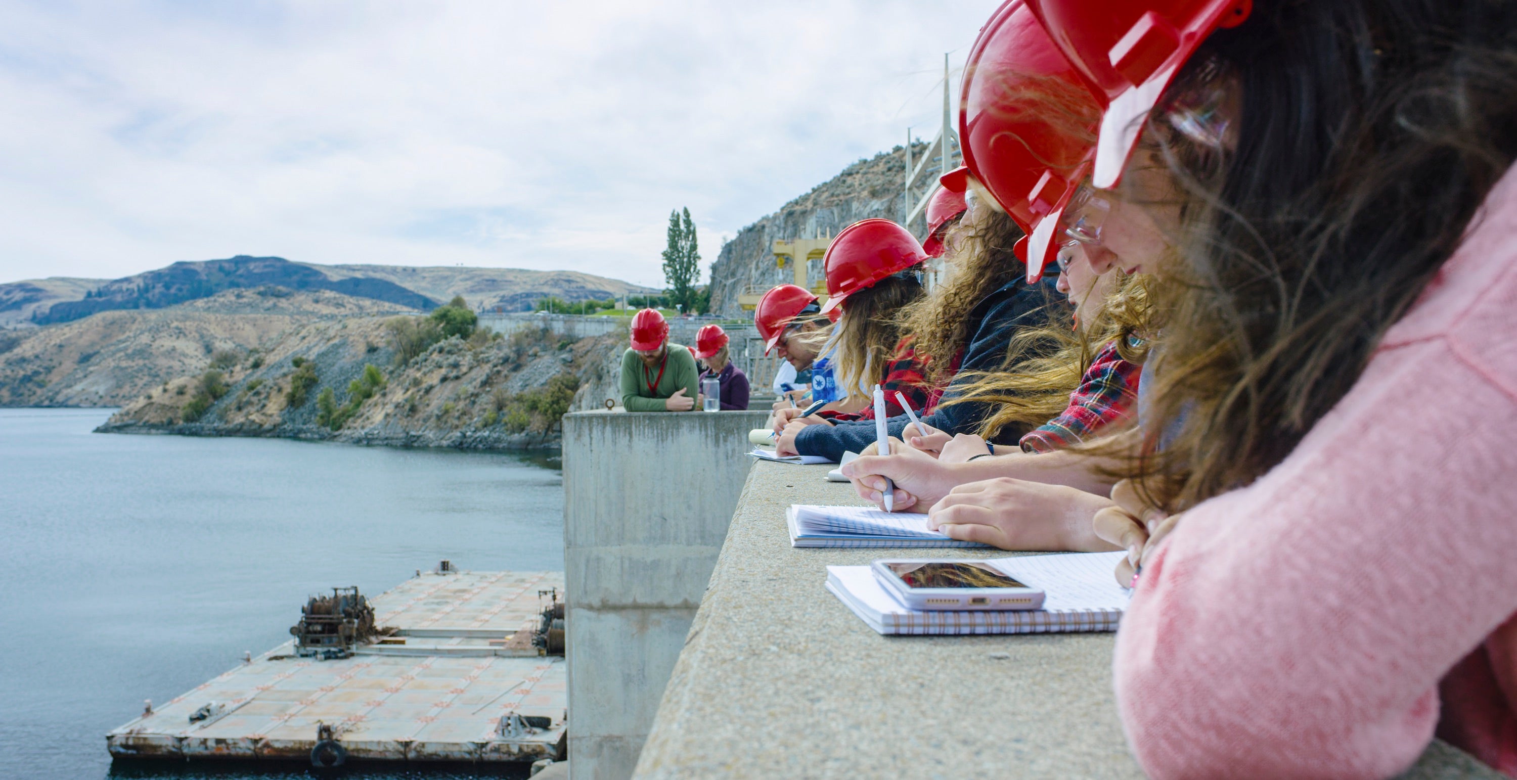 Students standing on the Grand Coulee Dam