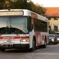 Marguerite shuttle bus on campus