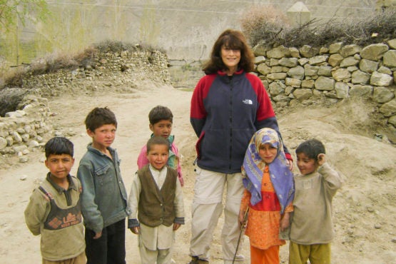 Aisha Khan and children in Testay village, Pakistan.