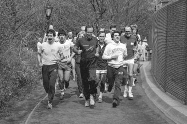 Donald Kennedy, seen here in April of 1984, was an avid runner.