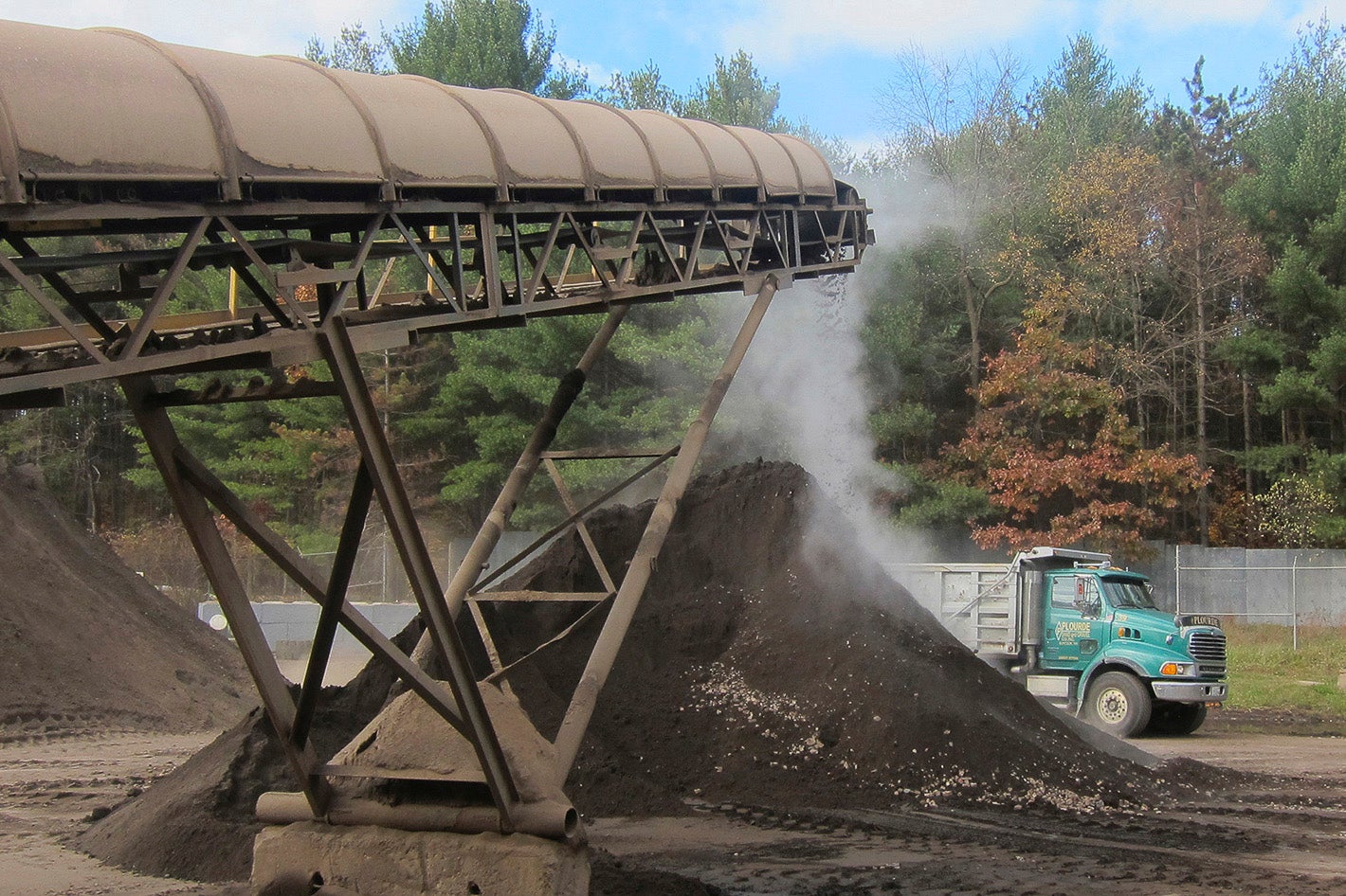 Contaminated soil from excavated underground petroleum storage tank sites is being processed and cleaned at a processing plant in Concord, New Hampshire October 25, 2013.