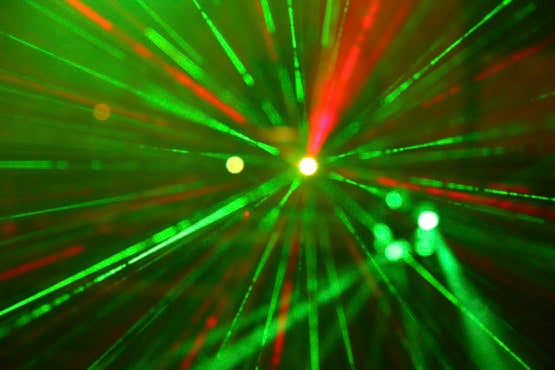 Laser lights in various colors.