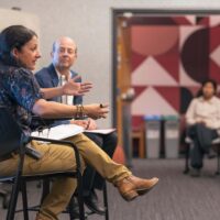 Journalism lecturer Janine Zacharia spoke during a public discussion, titled “The Fog of War – The Challenges and Dilemmas of Covering the Israeli-Palestinian Conflict,” hosted by Stanford’s Department of Communication on Monday, Dec. 4, 2023.